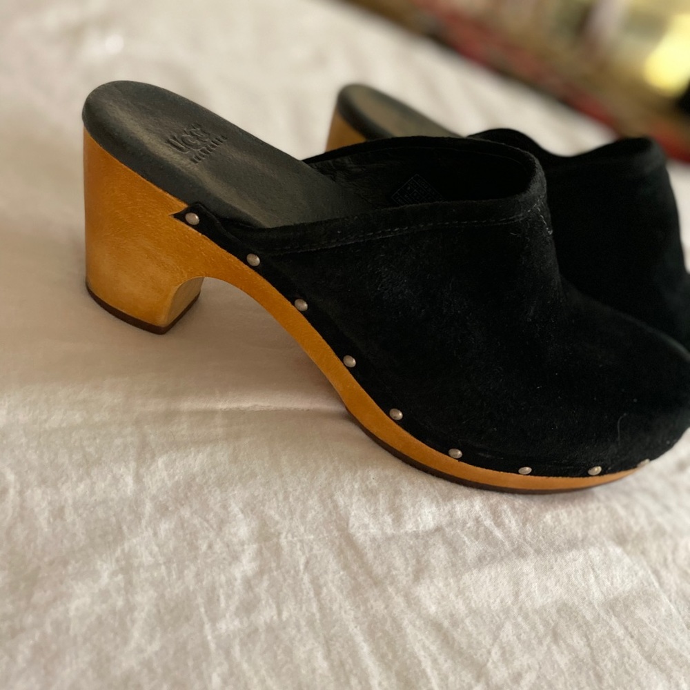 UGG Australia Black Suede Clogs